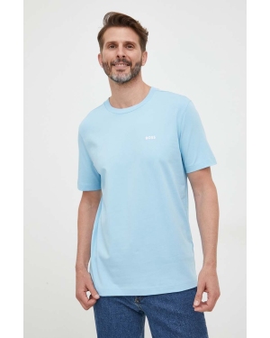BOSS t-shirt BOSS GREEN męski kolor niebieski z aplikacją