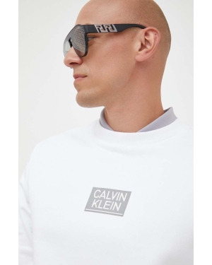 Calvin Klein bluza bawełniana męska kolor biały z nadrukiem