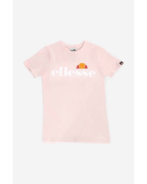 Ellesse t-shirt bawełniany dziecięcy kolor różowy z nadrukiem