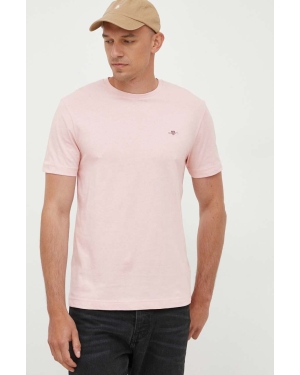 Gant t-shirt bawełniany kolor różowy gładki