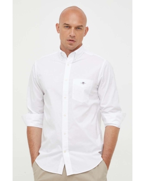 Gant koszula bawełniana męska kolor biały regular z kołnierzykiem button-down