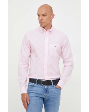 Gant koszula bawełniana męska kolor różowy regular z kołnierzykiem button-down