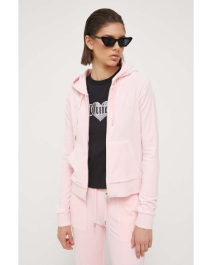 Juicy Couture bluza Robertson damska kolor różowy z kapturem gładka
