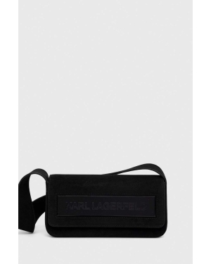 Karl Lagerfeld torebka zamszowa ICON K MD FLAP SHB SUEDE kolor czarny