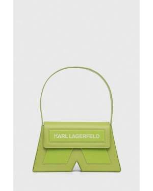 Karl Lagerfeld torebka skórzana ICON K SHB LEATHER kolor zielony