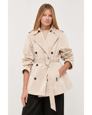 Karl Lagerfeld płaszcz damski kolor beżowy przejściowy oversize