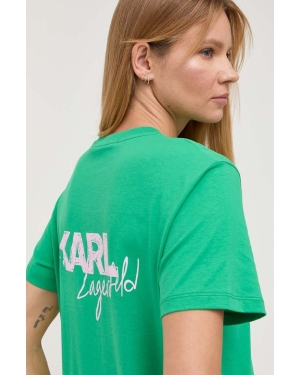 Karl Lagerfeld t-shirt bawełniany kolor zielony