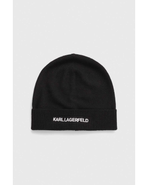 Karl Lagerfeld czapka z domieszką kaszmiru kolor czarny z cienkiej dzianiny