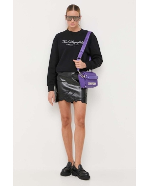 Karl Lagerfeld bluza bawełniana damska kolor czarny z aplikacją