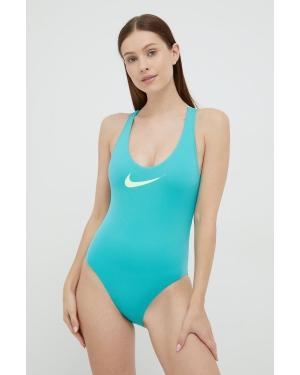 Nike jednoczęściowy strój kąpielowy kolor turkusowy miękka miseczka
