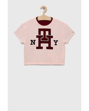 Tommy Hilfiger t-shirt bawełniany dwustronny kolor różowy
