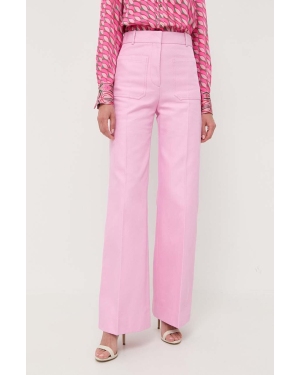 Victoria Beckham spodnie damskie kolor różowy szerokie high waist