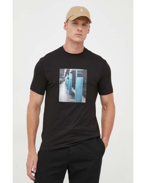 Armani Exchange t-shirt bawełniany kolor czarny z nadrukiem