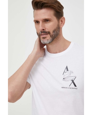 Armani Exchange t-shirt bawełniany męski kolor biały z nadrukiem