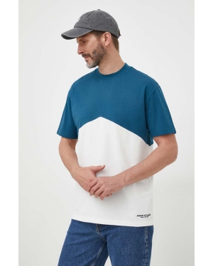 Armani Exchange t-shirt bawełniany kolor turkusowy wzorzysty