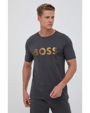 Boss Green t-shirt bawełniany kolor szary z nadrukiem