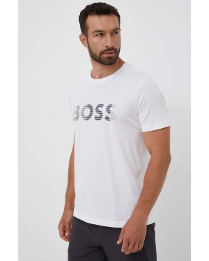 Boss Green t-shirt bawełniany kolor biały z nadrukiem