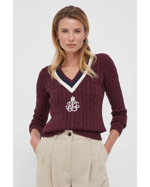 Lauren Ralph Lauren sweter bawełniany kolor bordowy