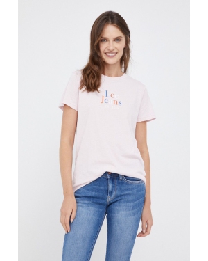 Lee T-shirt bawełniany kolor różowy