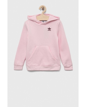 adidas Originals bluza dziecięca kolor różowy z kapturem gładka