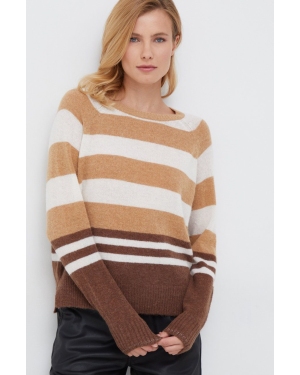 Mos Mosh sweter wełniany damski kolor brązowy lekki