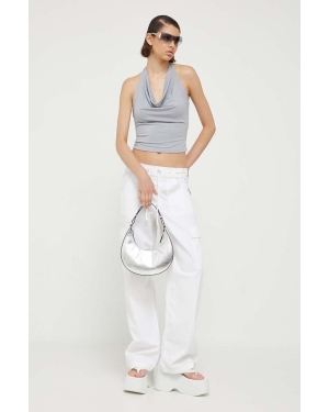 Hollister Co. spodnie damskie kolor biały proste high waist