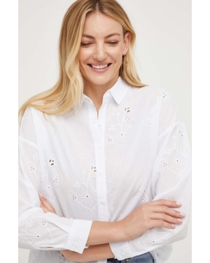 Answear Lab koszula bawełniana X kolekcja limitowana BE SHERO damska kolor biały relaxed z kołnierzykiem klasycznym