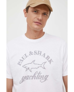 Paul&Shark t-shirt bawełniany kolor biały z aplikacją