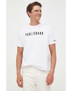 Paul&Shark t-shirt bawełniany kolor biały z aplikacją