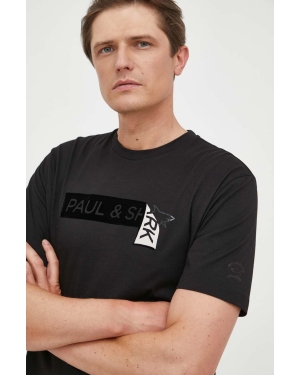 Paul&Shark t-shirt bawełniany kolor czarny z aplikacją