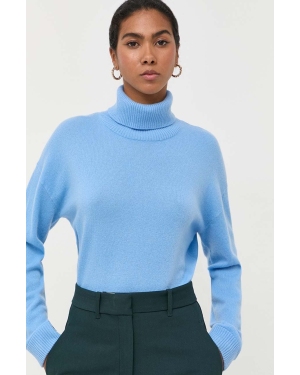 Custommade sweter kaszmirowy kolor niebieski lekki z golfem