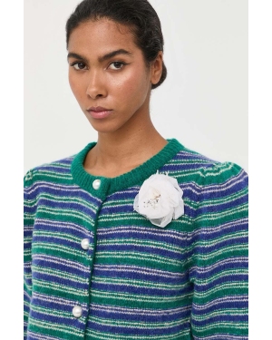 Custommade sweter z domieszką wełny damski kolor zielony ciepły