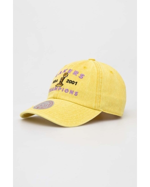 Mitchell&Ness czapka z daszkiem bawełniana Los Angeles Lakers kolor żółty z aplikacją