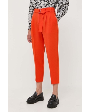 BOSS spodnie damskie kolor pomarańczowy proste high waist