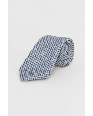 BOSS krawat z domieszką jedwabiu kolor niebieski
