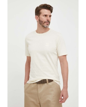 BOSS t-shirt bawełniany BOSS ORANGE kolor beżowy gładki 50472584