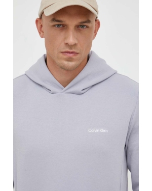 Calvin Klein bluza męska kolor szary z kapturem gładka