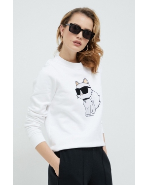 Karl Lagerfeld bluza damska kolor biały z aplikacją