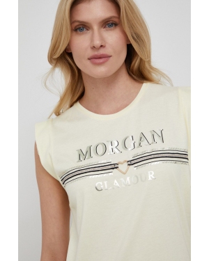 Morgan t-shirt damski kolor żółty