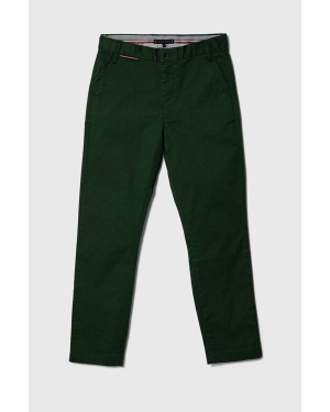 Tommy Hilfiger spodnie dziecięce kolor zielony gładkie