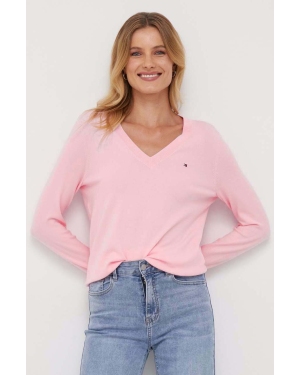 Tommy Hilfiger sweter damski kolor różowy lekki