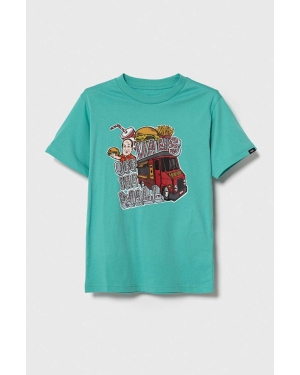 Vans t-shirt bawełniany dziecięcy VAN DOREN BBQ SS WATERFALL kolor turkusowy z nadrukiem