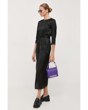 Armani Exchange sukienka kolor czarny midi prosta