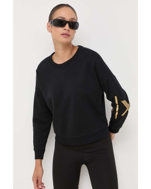 Armani Exchange bluza bawełniana damska kolor czarny z nadrukiem