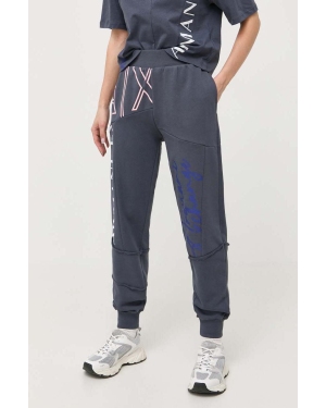Armani Exchange spodnie dresowe bawełniane kolor szary z nadrukiem