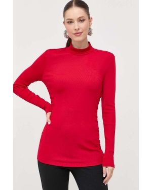 Armani Exchange sweter damski kolor czerwony lekki z półgolfem