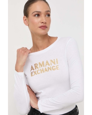 Armani Exchange longsleeve bawełniany kolor biały