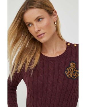 Lauren Ralph Lauren sweter bawełniany kolor bordowy lekki