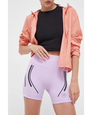 adidas by Stella McCartney szorty do biegania TruePace kolor fioletowy z nadrukiem high waist