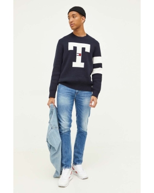 Tommy Jeans sweter bawełniany kolor granatowy